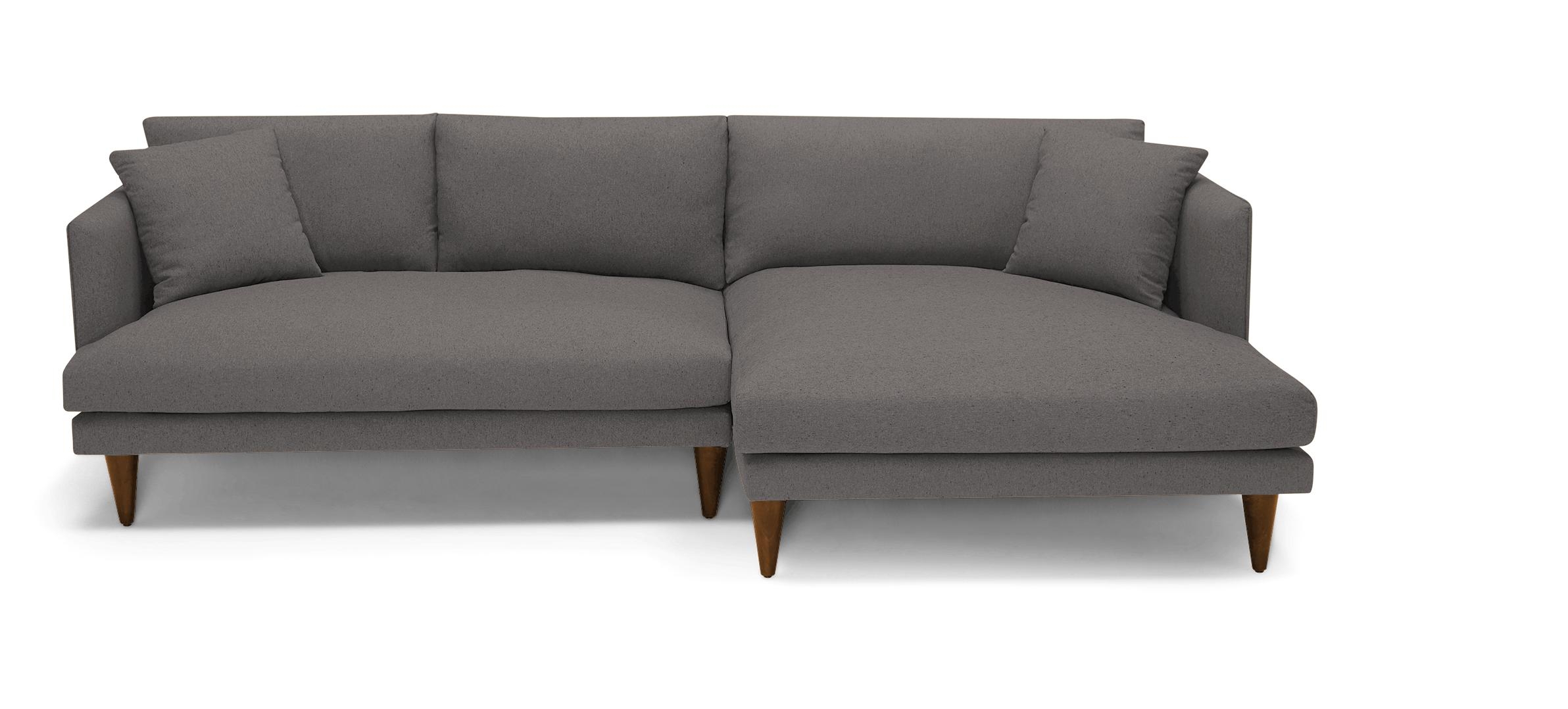Gray Lewis Mid Century Modern Sectional - Cordova Eclipse - Mocha - Right - Cone - Image 0