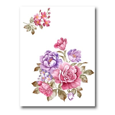 Bouquet Of Pink And Purple Flowers I - Farmhouse Canvas Wall Art Print PT35395 - Image 0