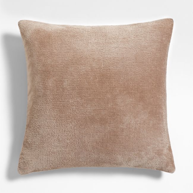 Revasser Chenille 23"x23" Calm Beige Throw Pillow with Feather Insert by Athena Calderone - Image 0