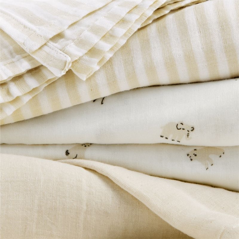 Baby's First Natural Mini Animal Organic Cotton Gauze Baby Swaddle Blankets, Set of 3 - Image 1