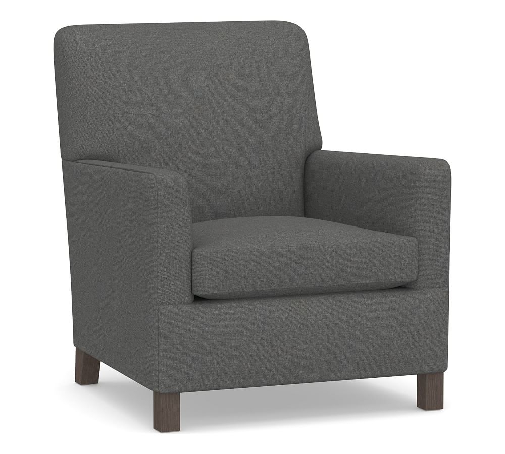 Howard Upholstered Armchair, Polyester Wrapped Cushions, Park Weave Charcoal - Image 0
