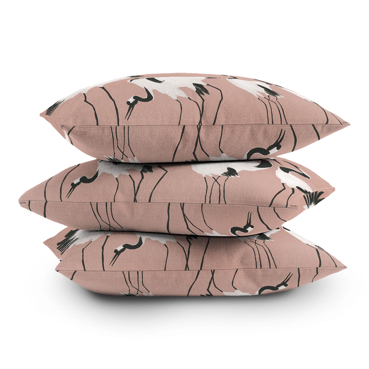 Crane Dance Mauve Pink by Megan Galante - Outdoor Throw Pillow 16" x 16" - Image 2