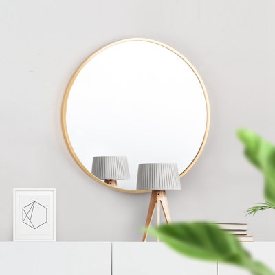 28" Round Wall Accent Mirror Circular Bathroom Make Up Vanity Mirror Entryway Mirror - Image 0