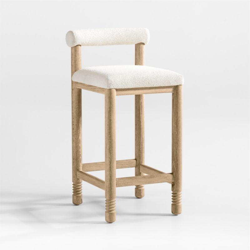 Revival Boucle Oak Counter Stool by Athena Calderone - Image 2