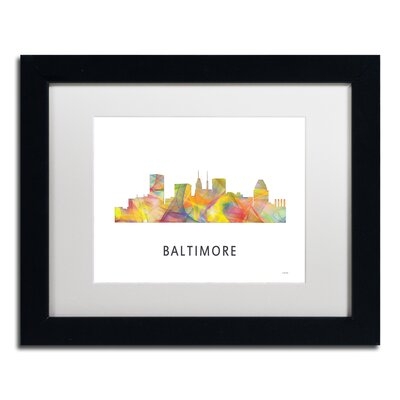 Baltimore Maryland Skyline WB-1 by Marlene Watson - Picture Frame Graphic Art on Canvas - Image 0