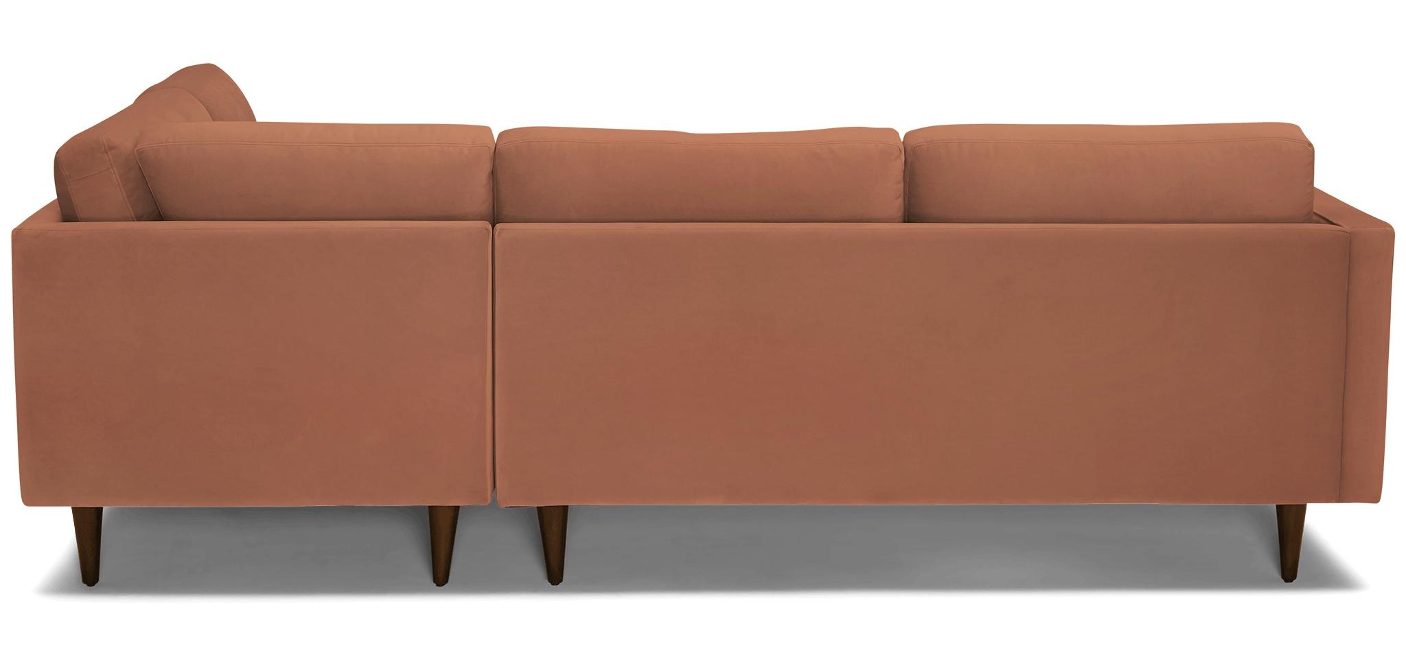 Pink Briar Mid Century Modern Sectional with Bumper - Plush Terra Rose - Mocha - Left - Image 4