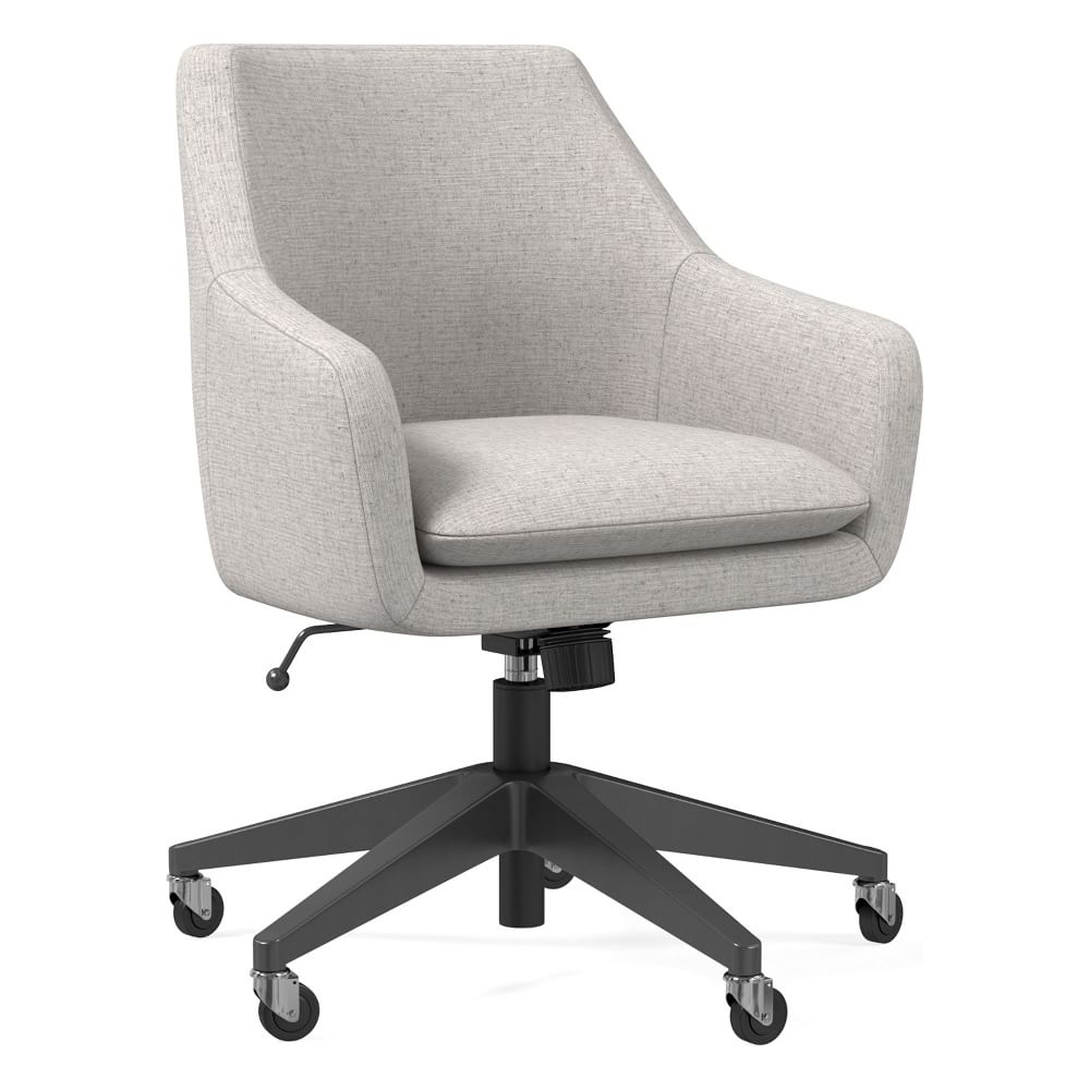 Helvetica Office Chair, Performance Coastal Linen, Pebble, Dark Bronze - Image 0