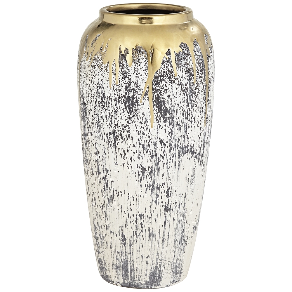 Blythe 14" High Matte Gold and Gray Decorative Vase - Image 0