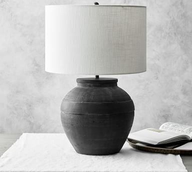 Faris Chalky Ceramic Table Lamp Base, Matte Black - Image 5