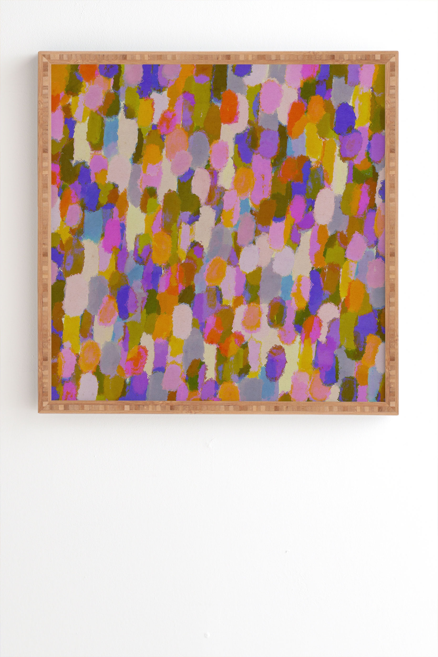 Colorful Brush Strokes by Alisa Galitsyna - Framed Wall Art Bamboo 12" x 12" - Image 1