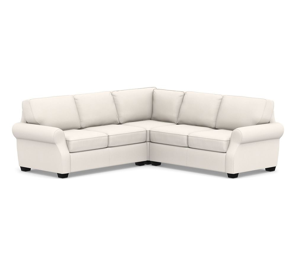 SoMa Fremont Roll Arm Upholstered 3-Piece L-Shaped Corner Sectional, Polyester Wrapped Cushions, Sunbrella(R) Performance Chenille Salt - Image 0