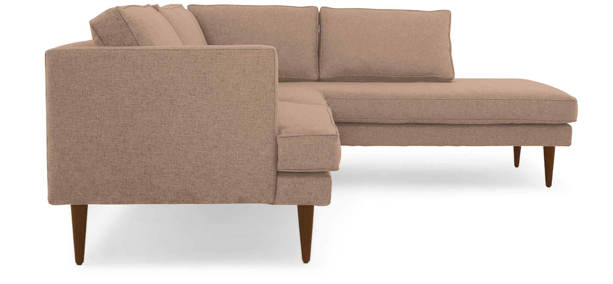 Pink Preston Mid Century Modern Sectional with Bumper (2 piece) - Royale Blush - Mocha - Left - Image 2