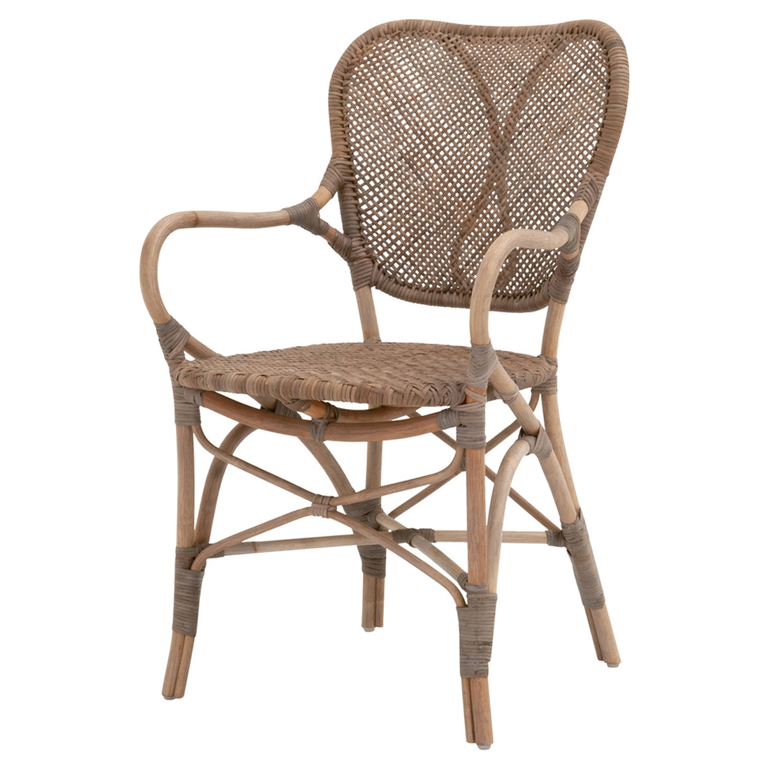 Lisa Coastal Beach Matte Grey Rattan Dining Arm Chair - Image 1