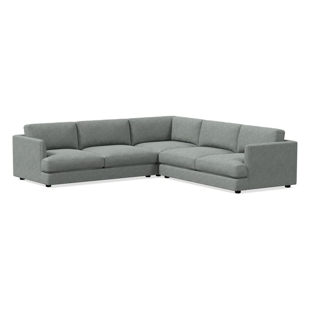 Haven 106" Multi Seat 3-Piece L-Shaped Sectional, Standard Depth, Distressed Velvet, Mineral Gray - Image 0