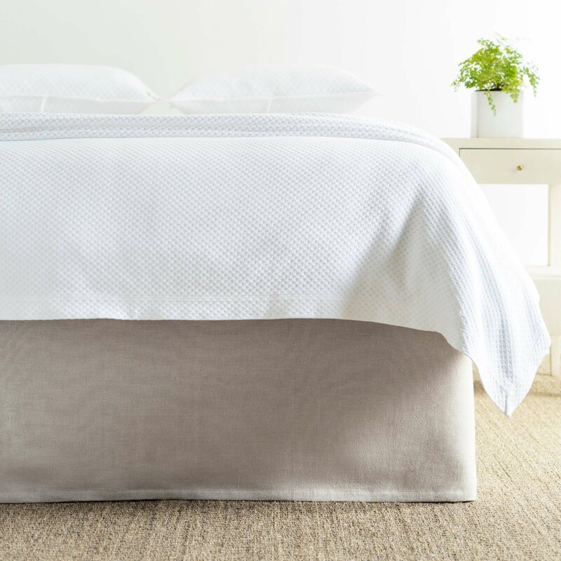 Pine Cone Hill Stone Washed Linen Natural Tailored Paneled Bed Skirt - Image 0