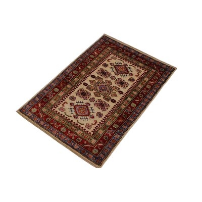 One-of-a-Kind Lovorko Hand-Knotted 1960s Kazak Red/Ivory 2' x 2'11" Wool Area Rug - Image 0