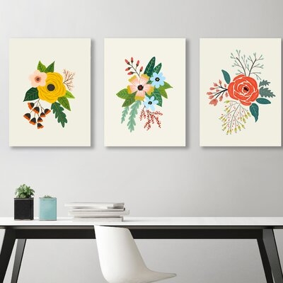 Flowers by Suren Nersisyan - 3 Piece Picture Frame Print Set on Canvas - Image 0
