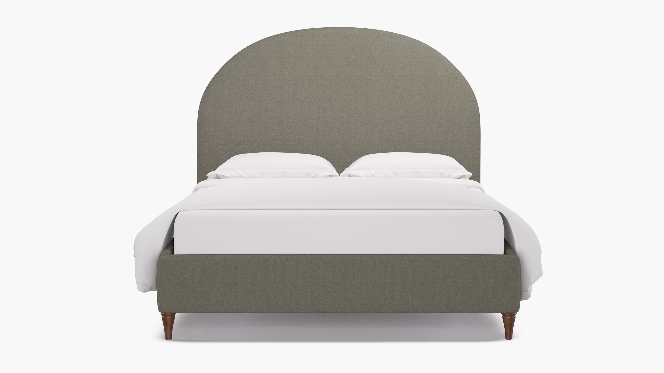 Demilune Bed, Putty Everyday Linen, Walnut Decorative Tapered Leg, King - Image 0