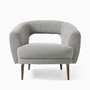 Millie Chair, Poly, Chenille Tweed, Silver, Oil Rubbed Bronze - Image 3