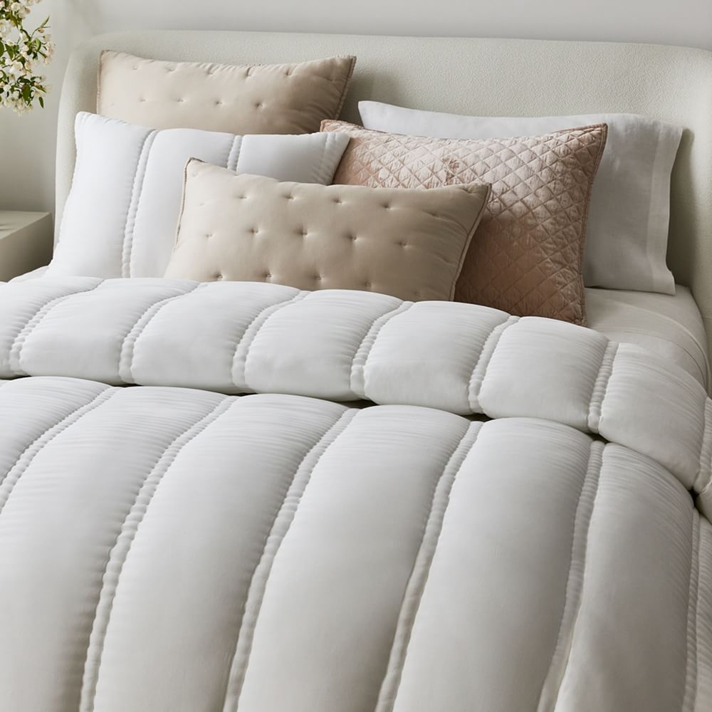 Silky TENCEL Plush Comforter, Full/Queen Set, White - Image 0
