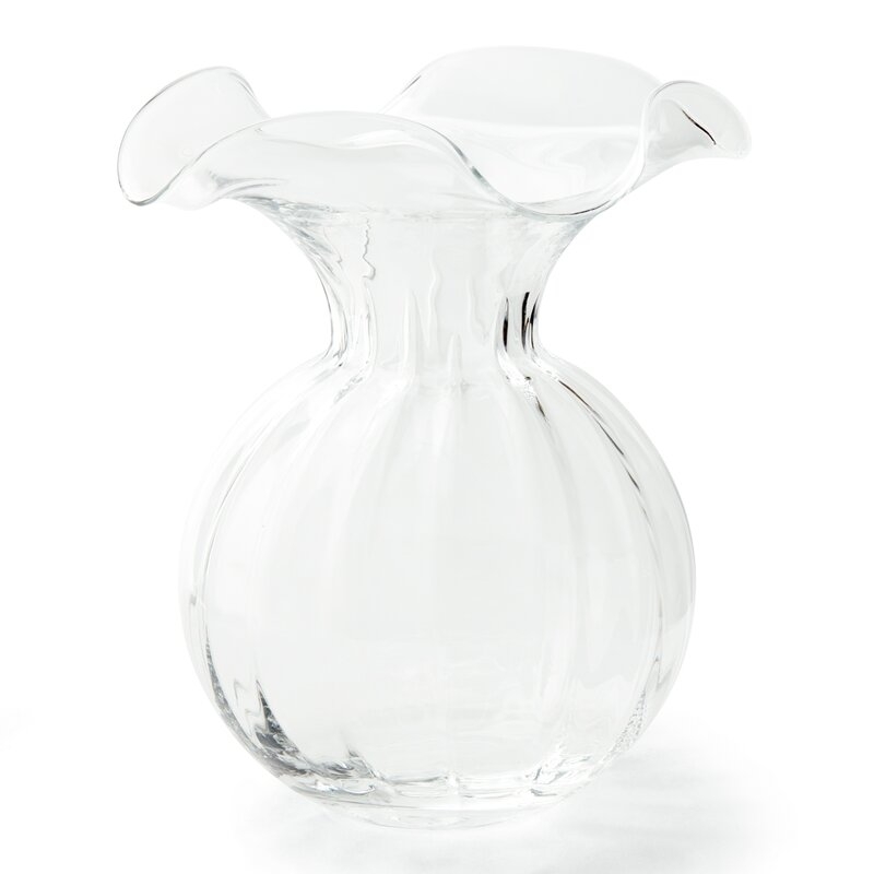 VIETRI Hibiscus Glass Clear Fluted Vase - Image 0