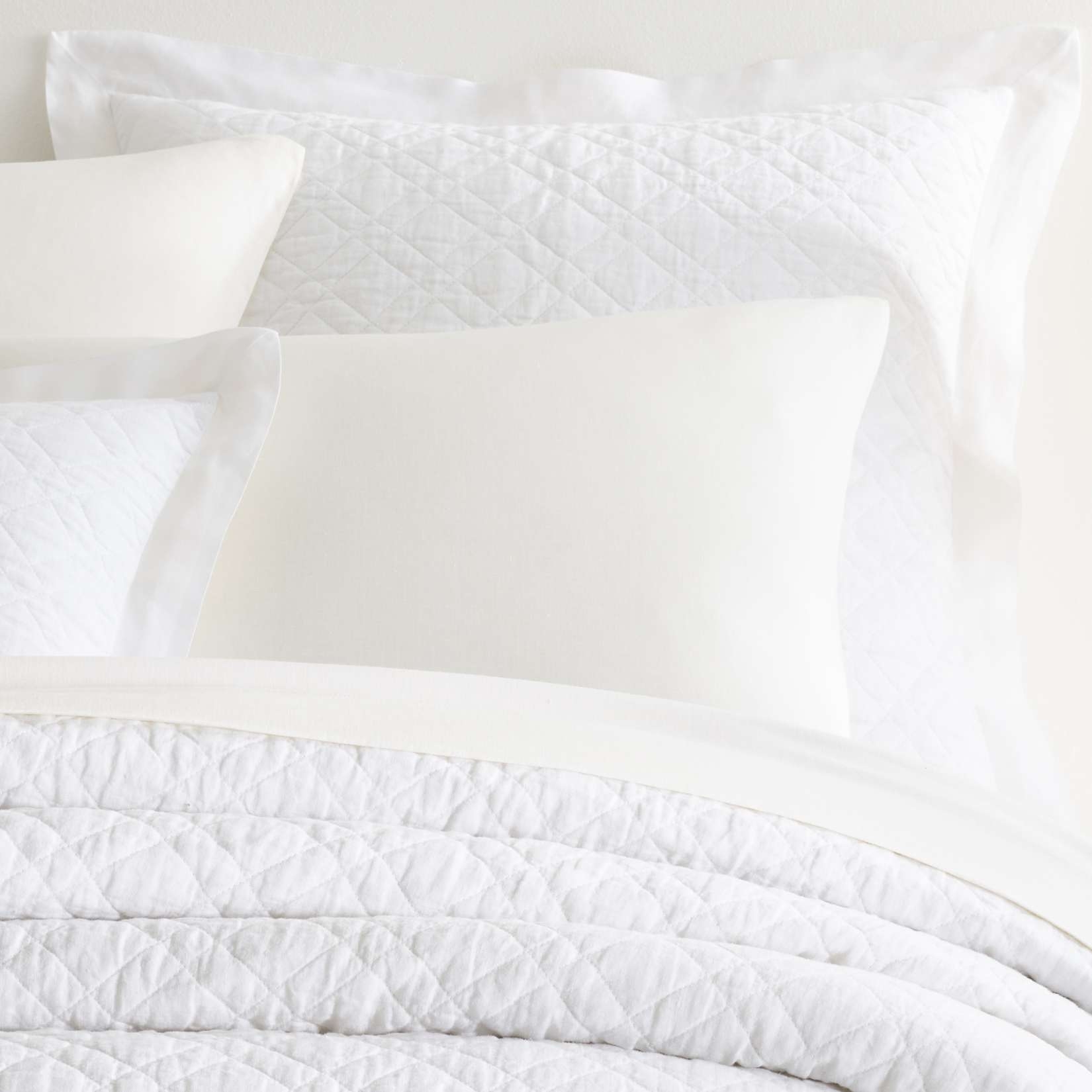 Washed Linen White Quilted Sham - Image 0