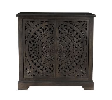Virginia 36" Carved Wood Two Door Buffet, Charcoal Brown - Image 0