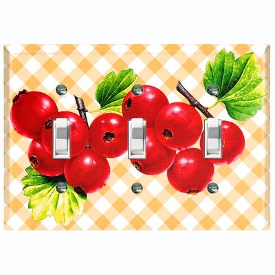 Metal Light Switch Plate Outlet Cover (Cranberry Leaf Orange Picnic  - Triple Toggle) - Image 0