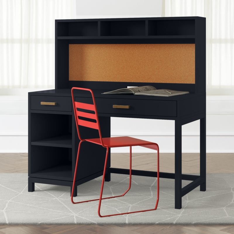 Parke Navy Blue Wood 2-Drawer Kids Desk with Hutch - Image 4