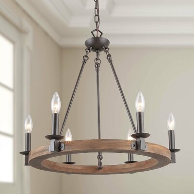 Fitch 6 - Light Candle Style Wagon Wheel Chandelier - Image 0