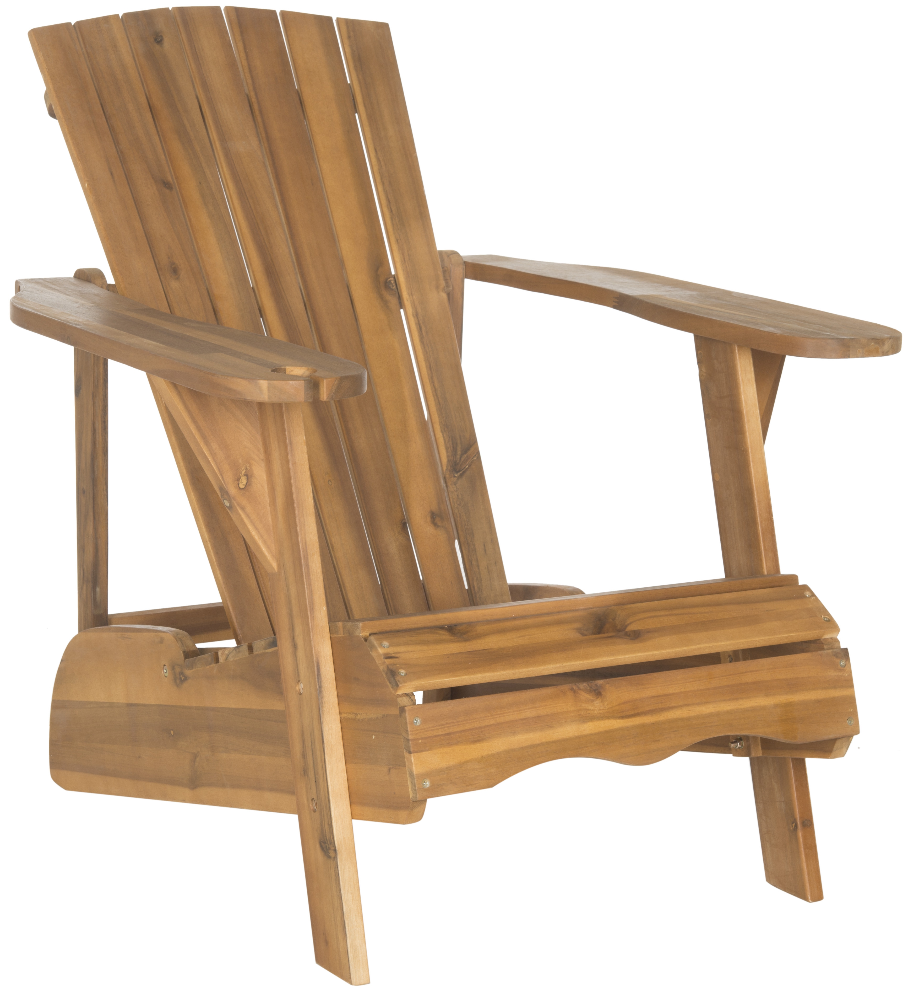 Vista Wine Glass Holder Adirondack Chair - Natural - Safavieh - Image 1
