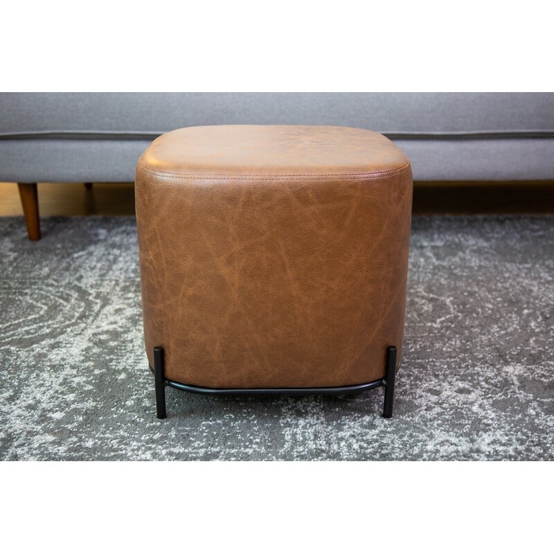 Gilbert 16.5'' Wide Faux Leather Square Cube Ottoman, Brown - Image 6