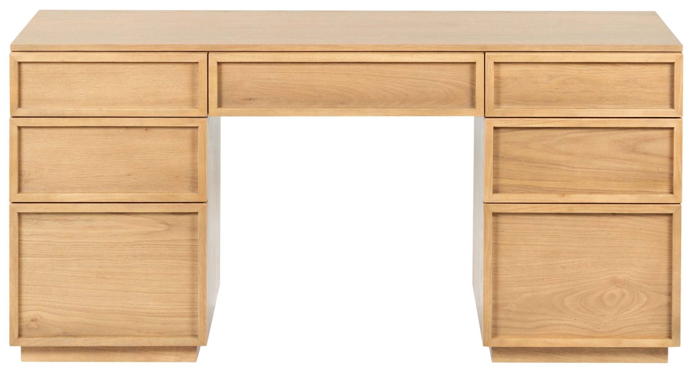 Zeus 7 Drawer Wood Desk - Natural - Image 0