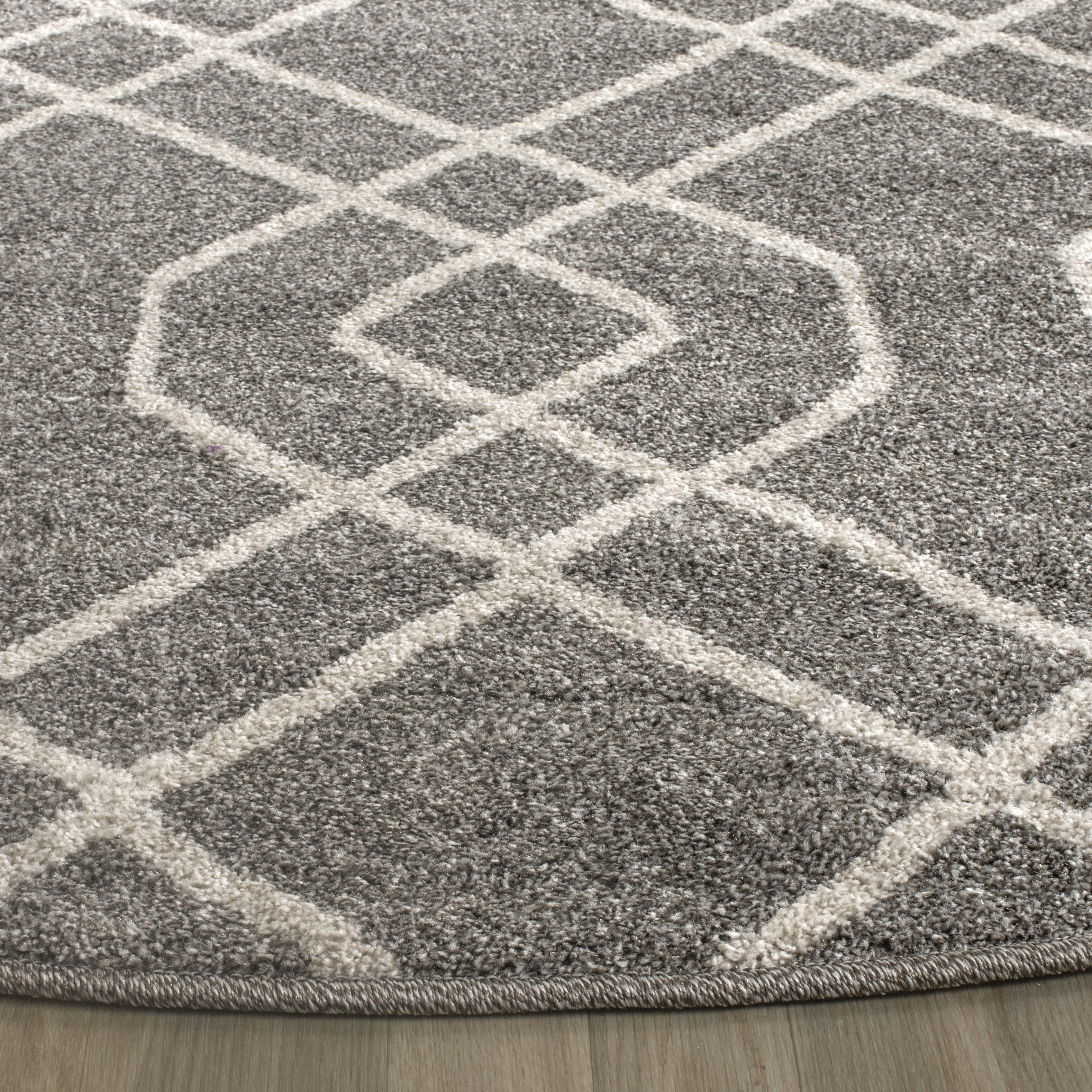 Arlo Home Indoor/Outdoor Woven Area Rug, AMT407C, Grey/Ivory,  7' X 7' Round - Image 2