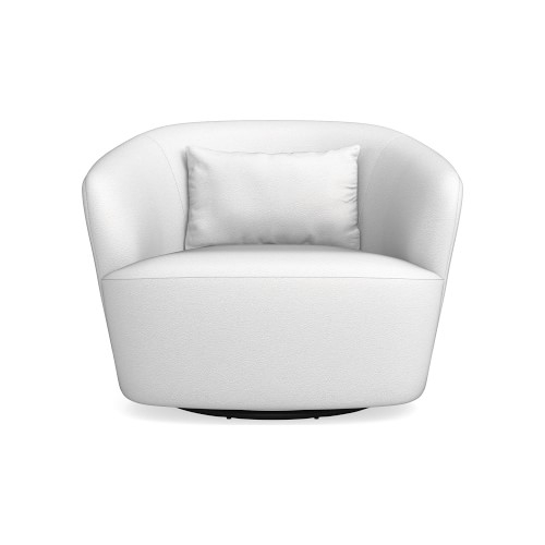 Tate Swivel Armchair, Pebbled Leather, White - Image 0