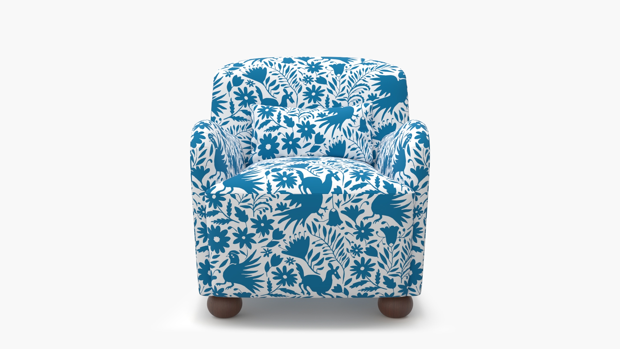 Club Chair, Cerulean Frida, Walnut Bun Foot - Image 0