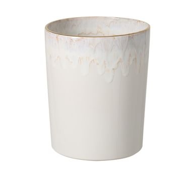 Casafina Taormina Stoneware Waste Basket, White and Gold - Image 1
