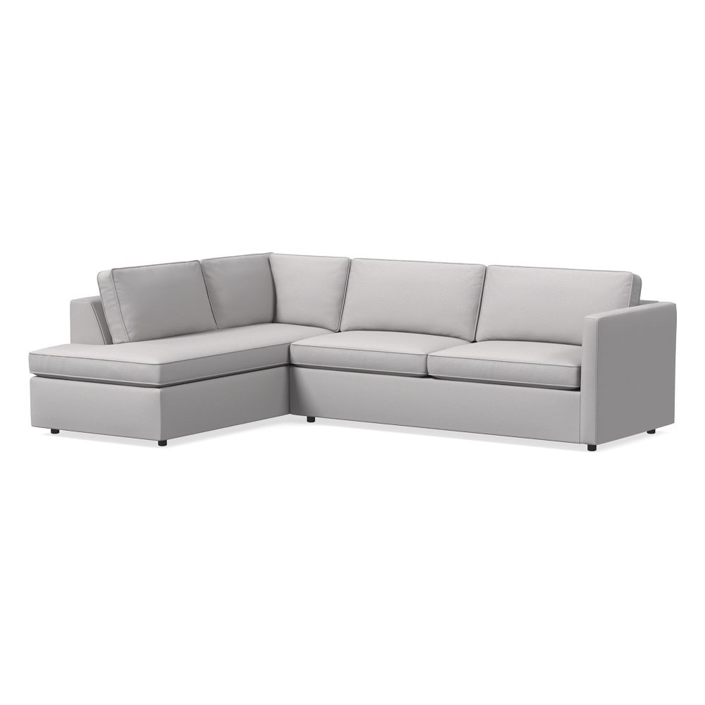 Harris 110" Left Multi Seat 2-Piece Bumper Chaise Sectional, Petite Depth, Chenille Tweed, Frost Gray - Image 0