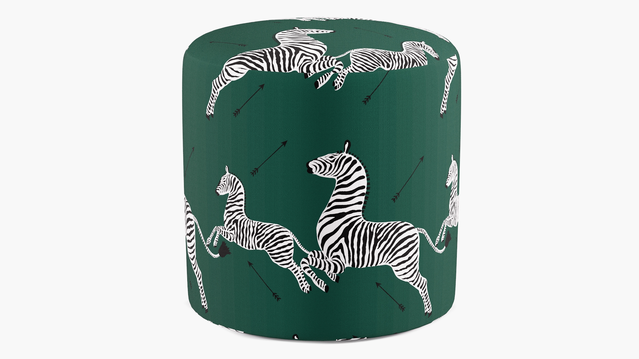 Drum Ottoman, Emerald Zebra - Image 0