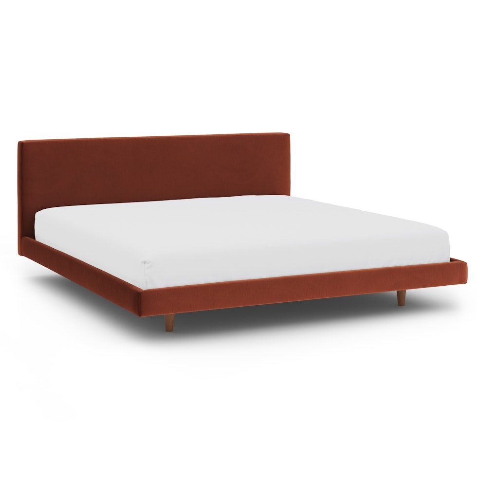 Tessu King Low Profile Velvet Bed - Hale Rust - Image 2