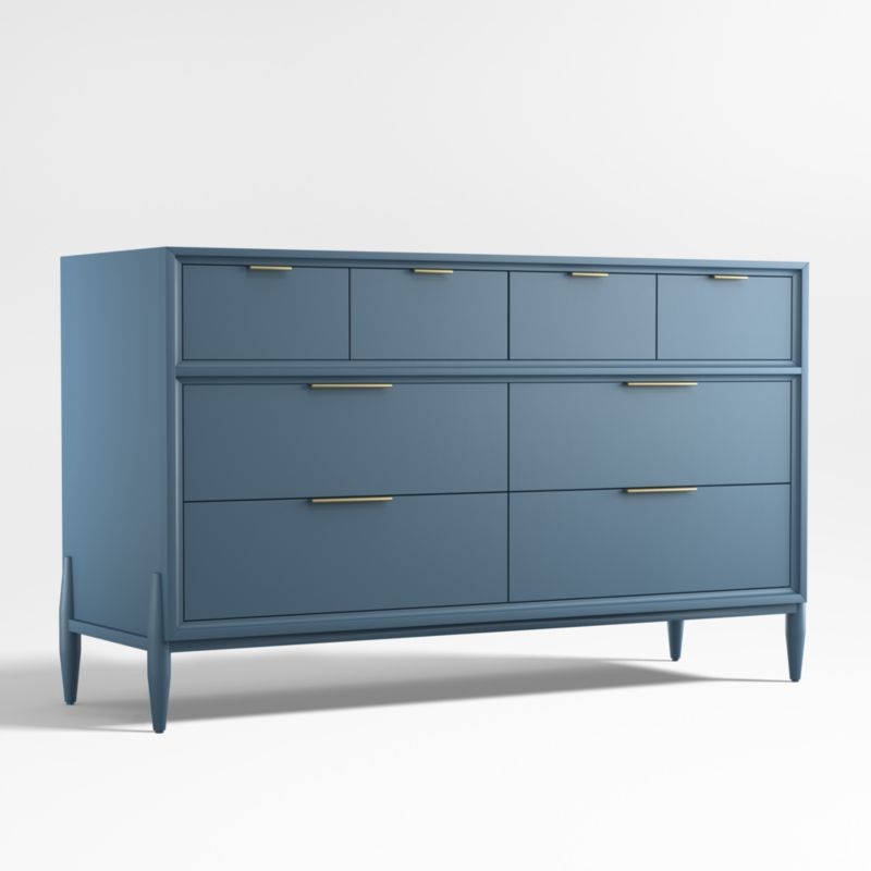 Bodie 54" Blue Wood Wide 8-Drawer Kids Dresser - Image 4