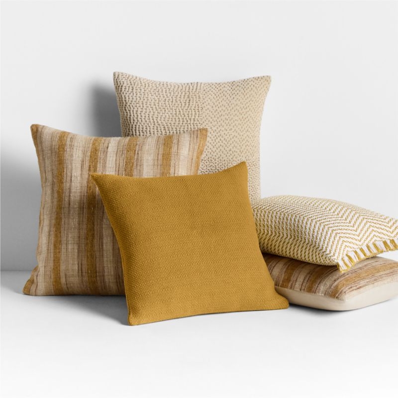 Organic Cotton Basketweave 20x20 Moroccan Ocher Throw Pillow with Down-Alternative Insert - Image 3