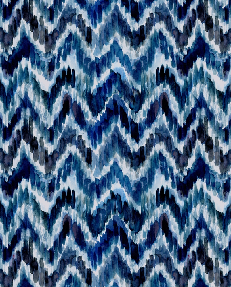 Watercolor Ikat Chevron Throw Pillow by House Of Haha - Cover (20" x 20") With Pillow Insert - Outdoor Pillow - Image 1