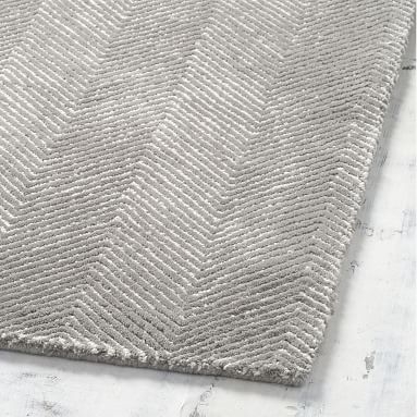 Herringbone Wool Rug, 8' x 10', Charcoal - Image 1