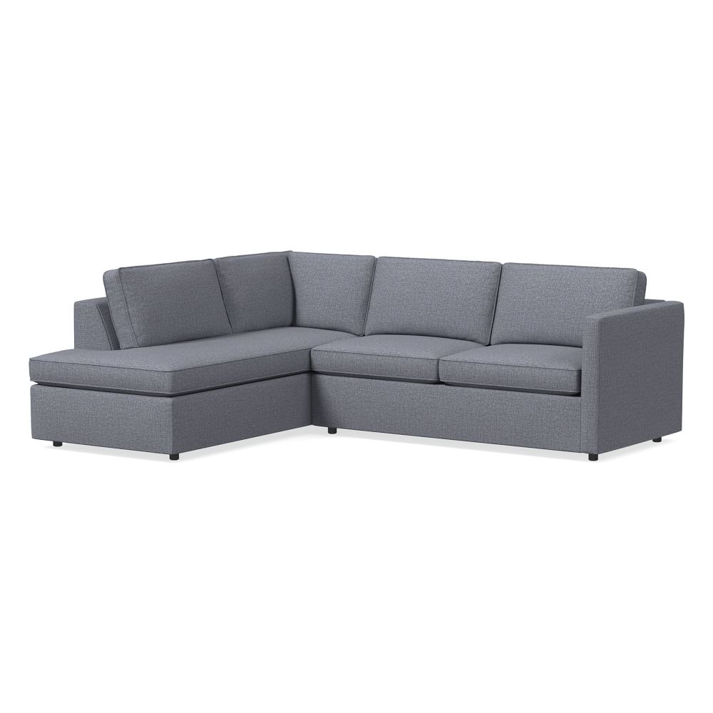 Harris 100" Left Multi Seat 2-Piece Bumper Chaise Sectional, Petite Depth, Yarn Dyed Linen Weave, graphite - Image 0