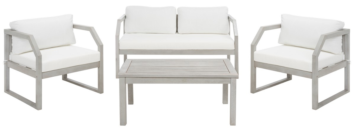 Dren 4 Pc Living Set - Grey/Beige - Safavieh - Image 0