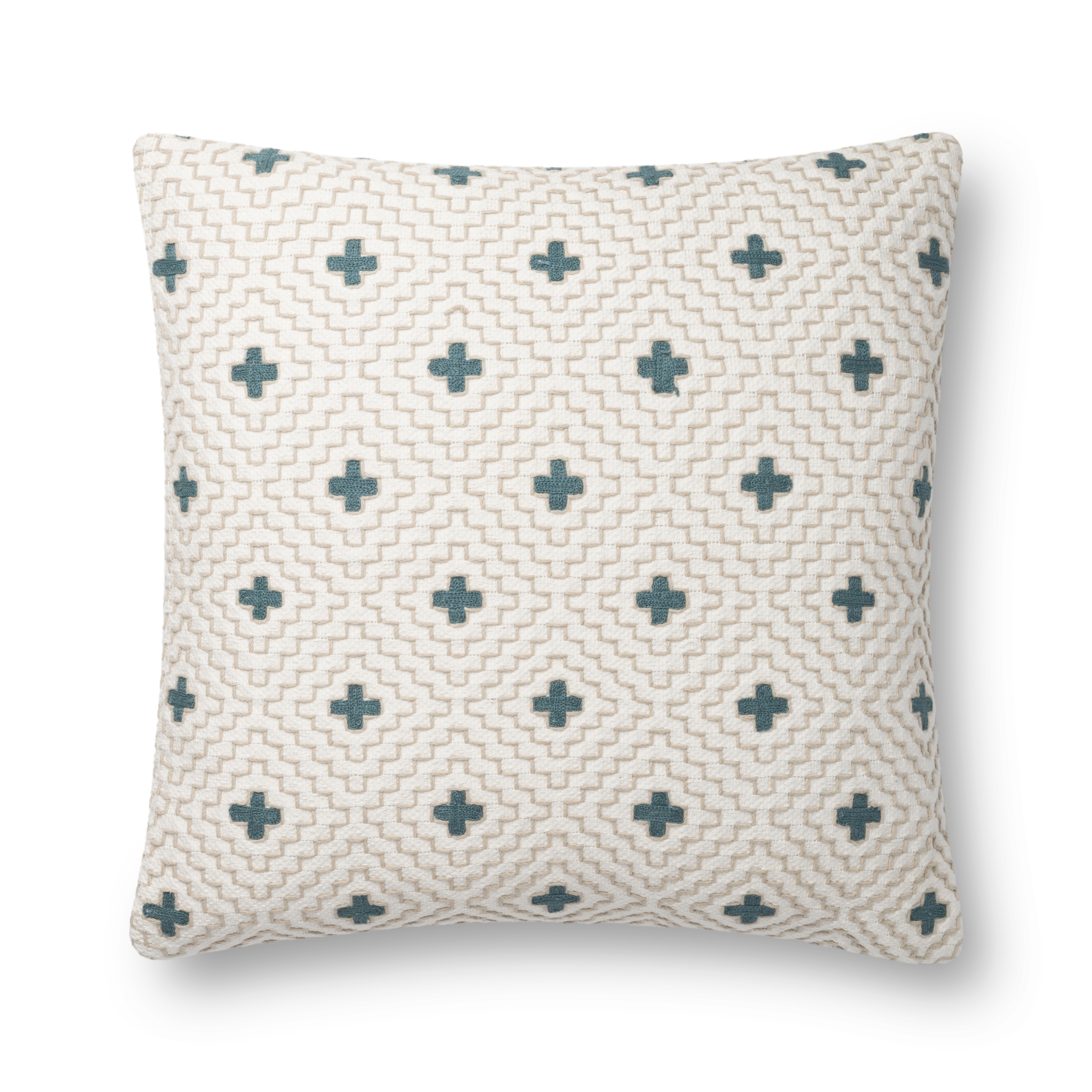 Loloi Pillows P0816 Ivory / Blue 22" x 22" Cover Only - Image 0