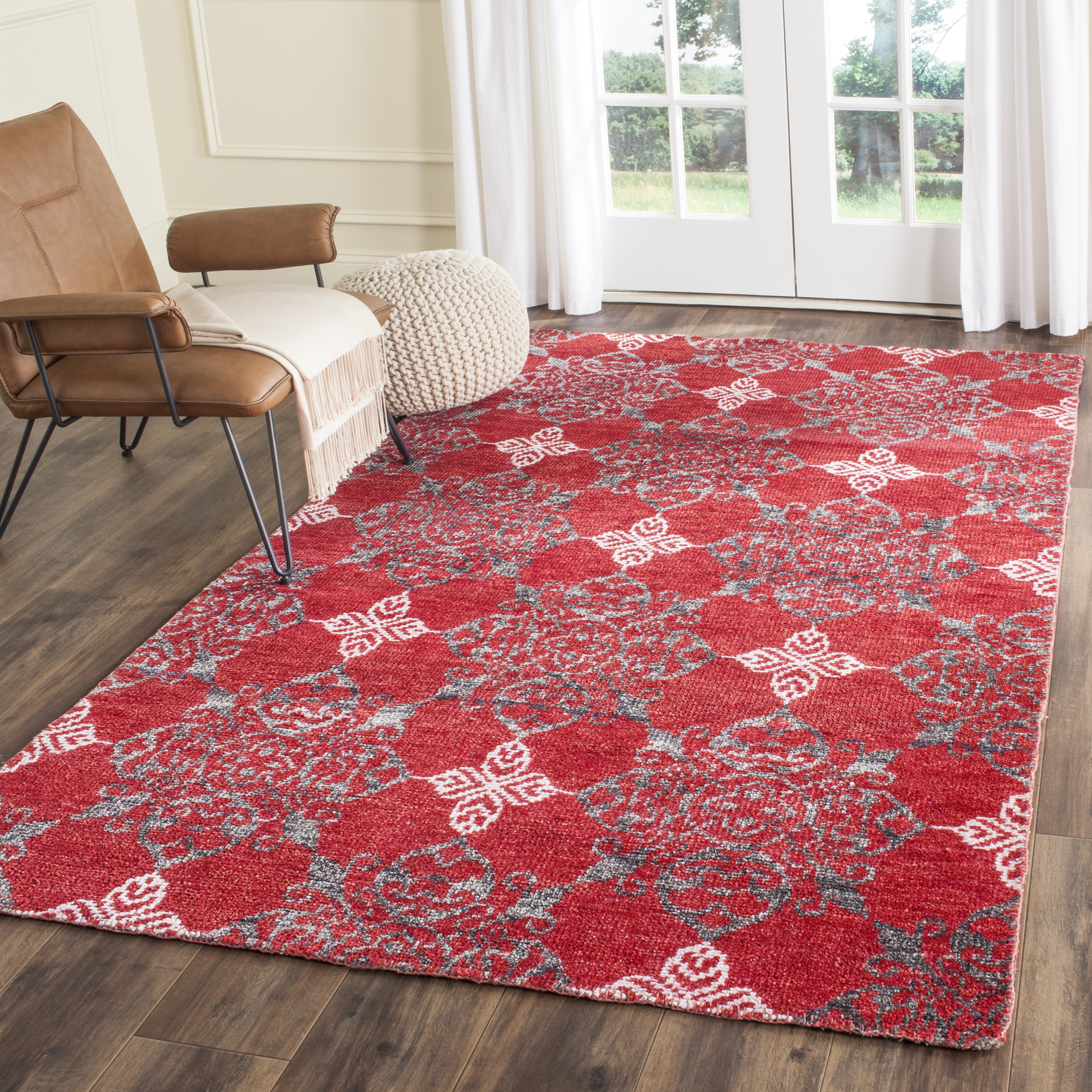 Arlo Home Hand Knotted Area Rug, STW243A, Red/Ivory,  4' X 6' - Image 1