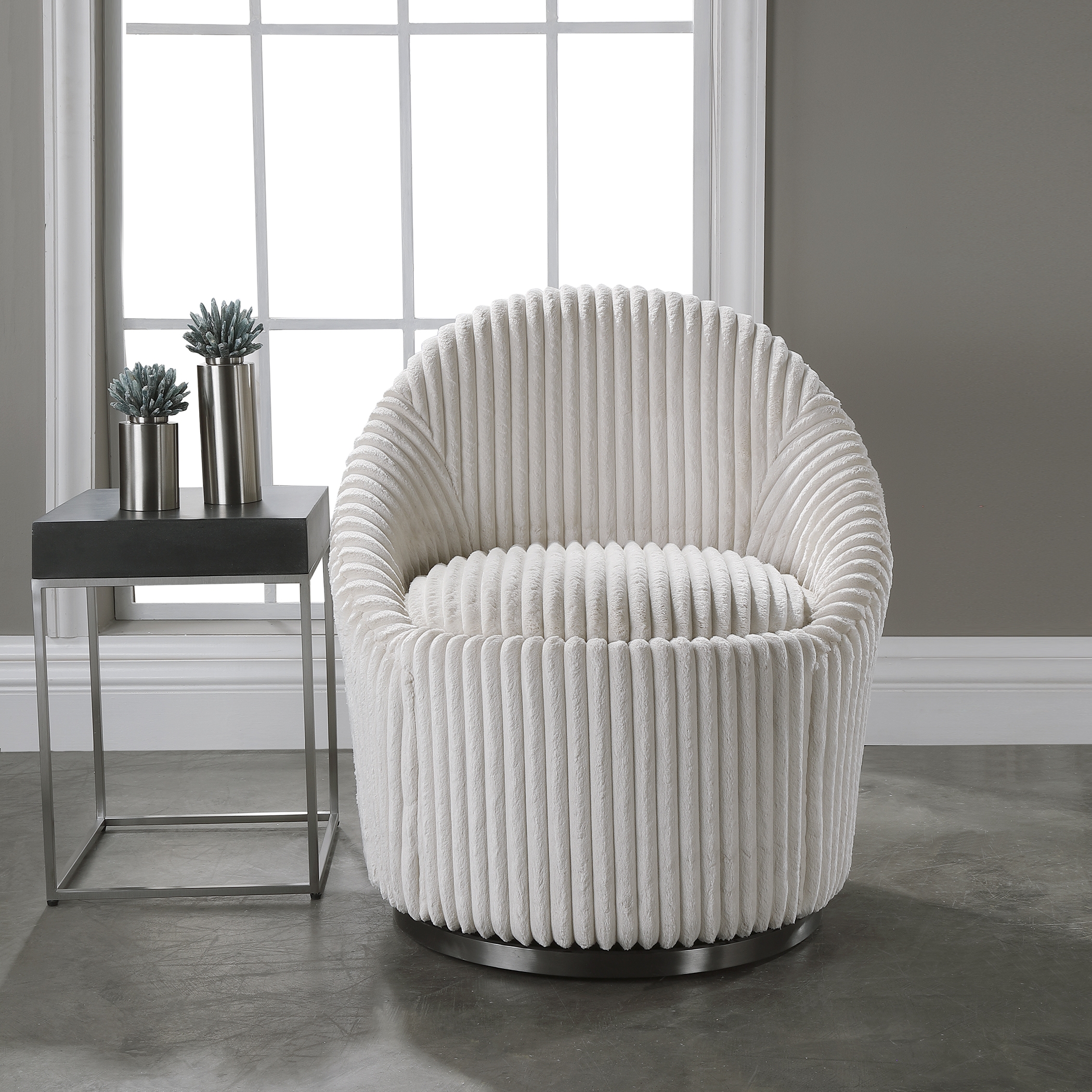 Crue Swivel Chair, White - Image 6