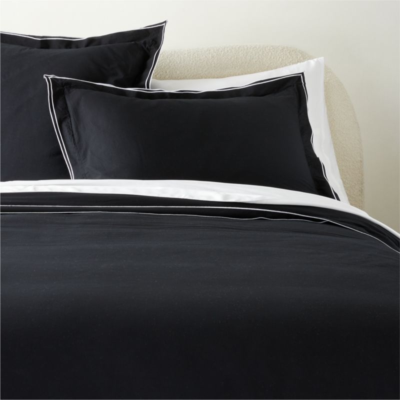 Overlock Black with White Trim Full/Queen Duvet Cover - Image 1